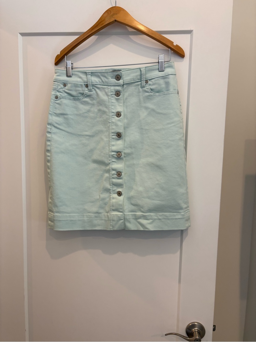 Talbots Mint Green Button-Front Mini Skirt